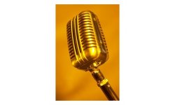 011129 1172 0011 lshs~Antique Silver Microphone in Orange Light Posters