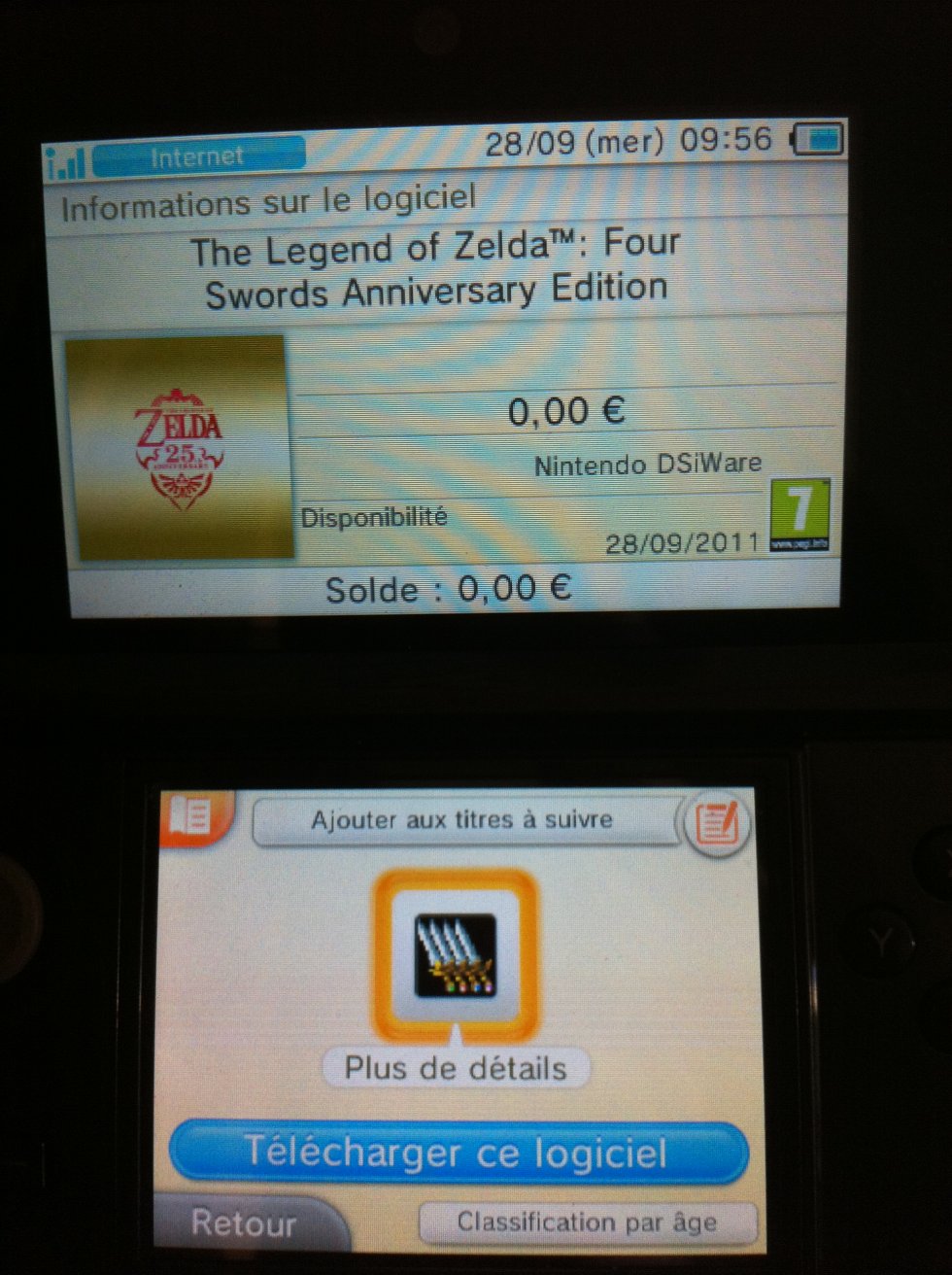 The legend Of Zelda Four sword Anniversary Edition nintendo eshop dsiware gratuit
